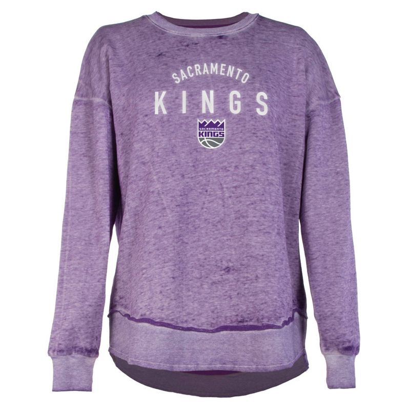 slide 1 of 4, NBA Sacramento Kings Women's Burnout Crew Neck Fleece Sweatshirt - XL, 1 ct