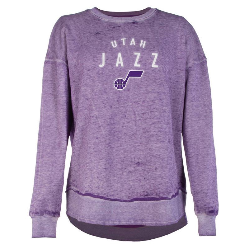 slide 1 of 4, NBA Utah Jazz Women's Burnout Crew Neck Fleece Sweatshirt - L, 1 ct