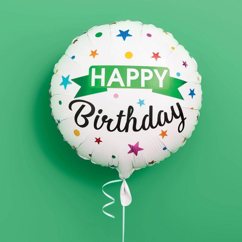 slide 2 of 4, Round Happy Birthday Foil Balloon White - Spritz™, 1 ct