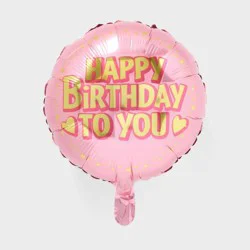 Round Happy Birthday Foil Balloon Pink - Spritz™