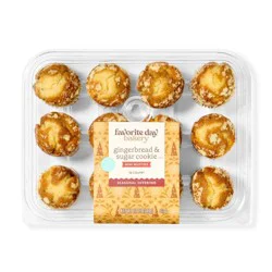 Holiday Christmas Gingerbread Sugar Cookie Mini Muffins - 12oz/12ct - Favorite Day™