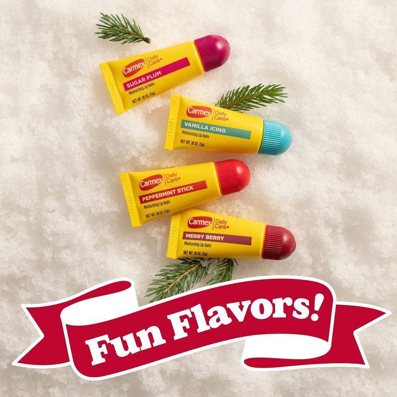 slide 7 of 8, Carmex Daily Care Holiday Limited Edition Minis Lip Balm Sticks - 0.18oz/4ct, 0.18 oz, 4 ct
