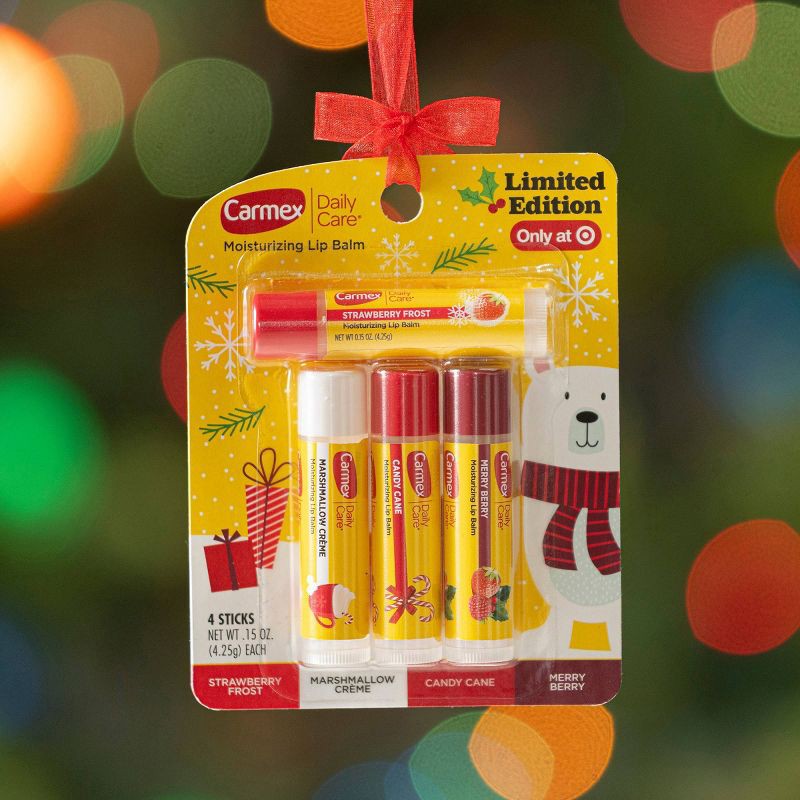 slide 4 of 8, Carmex Daily Care Holiday Limited Edition Lip Balm Sticks - 0.15oz/4ct, 0.15 oz, 4 ct