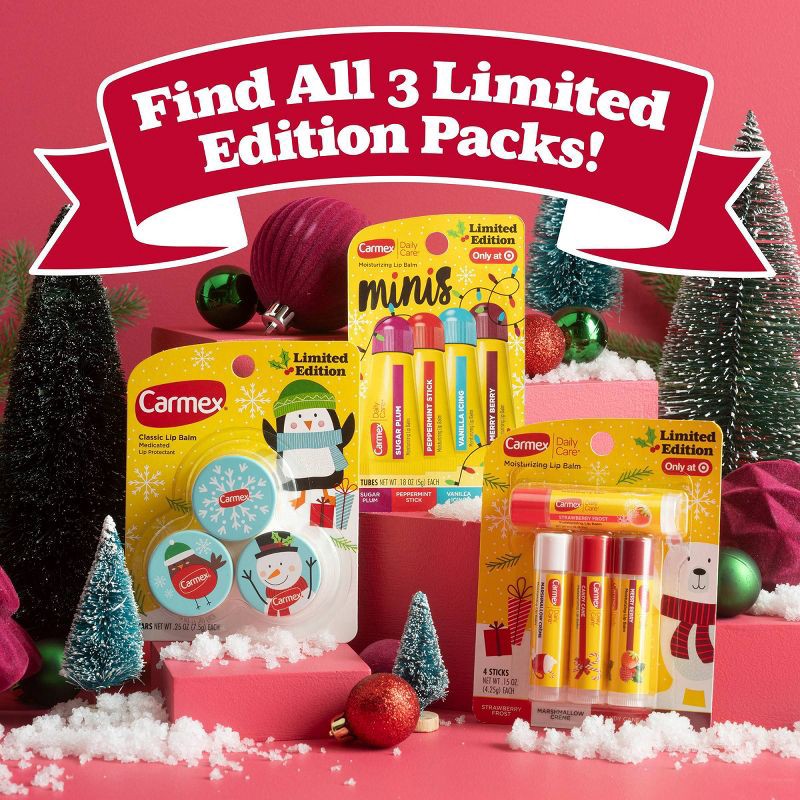slide 8 of 8, Carmex Daily Care Holiday Limited Edition Lip Balm Sticks - 0.15oz/4ct, 0.15 oz, 4 ct