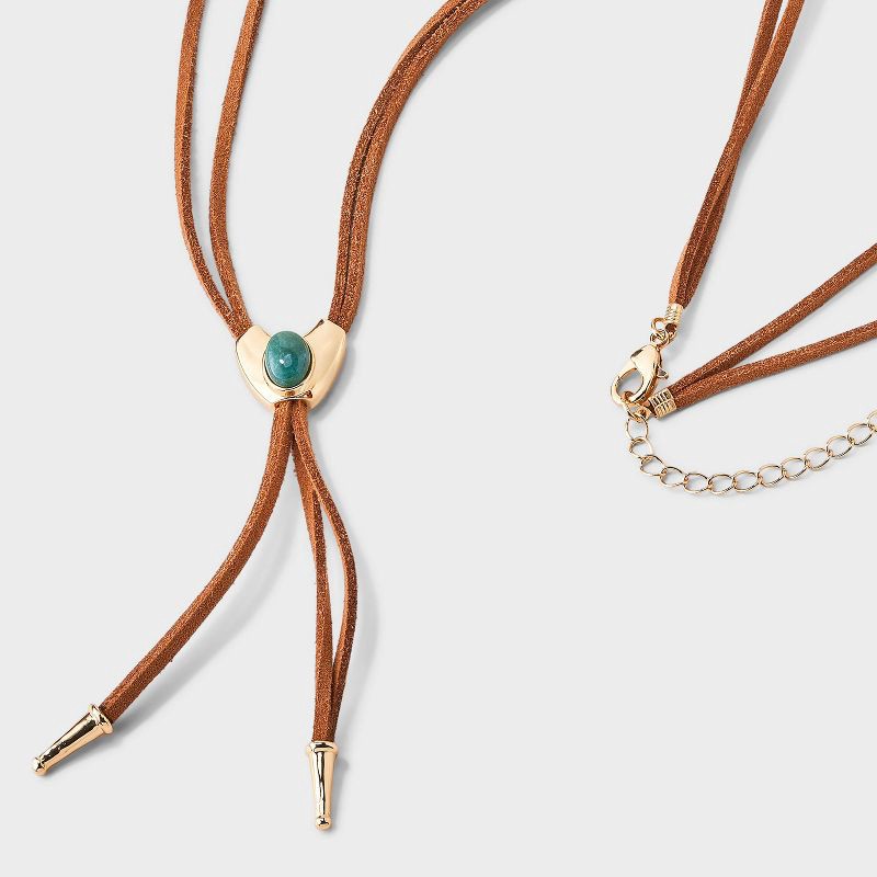 slide 3 of 4, Y Shaped Cord Adjustable Necklace - Universal Thread™ Gold, 1 ct