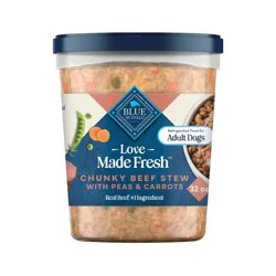 Blue Buffalo Love Made Fresh Dog Food, Refrigerated Fresh Adult Dog Food Ready-To-Serve Tub - Beef Stew - 2lbs