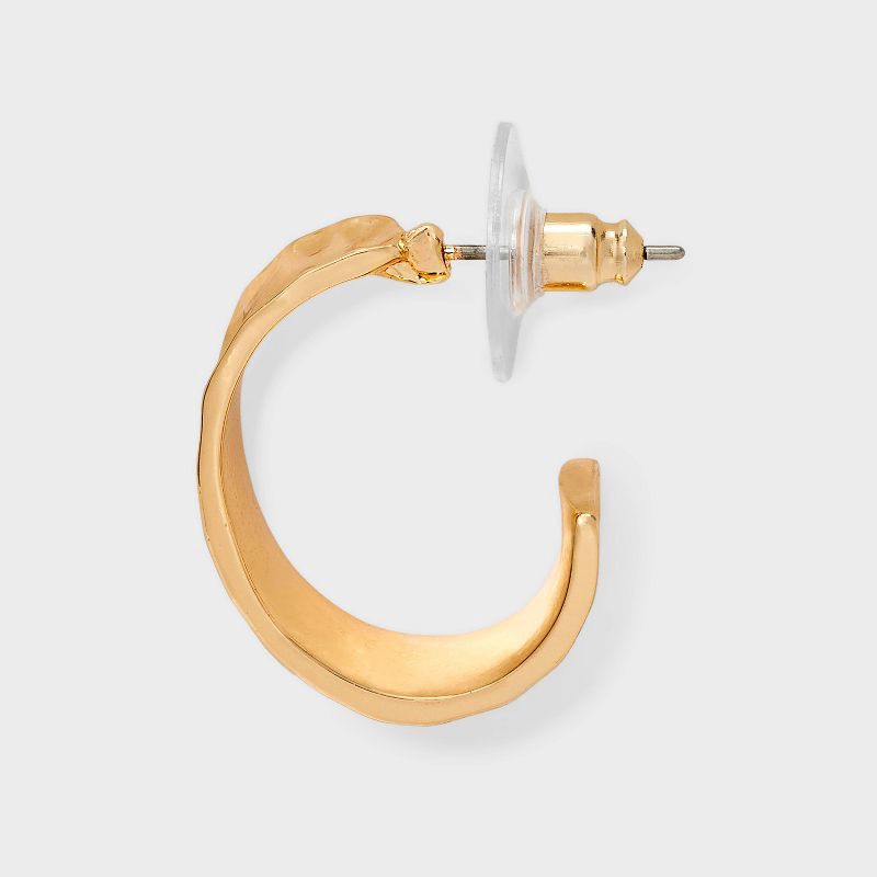 slide 3 of 3, Hammer Texture Thick Hoop Earrings - Universal Thread™ Gold, 1 ct