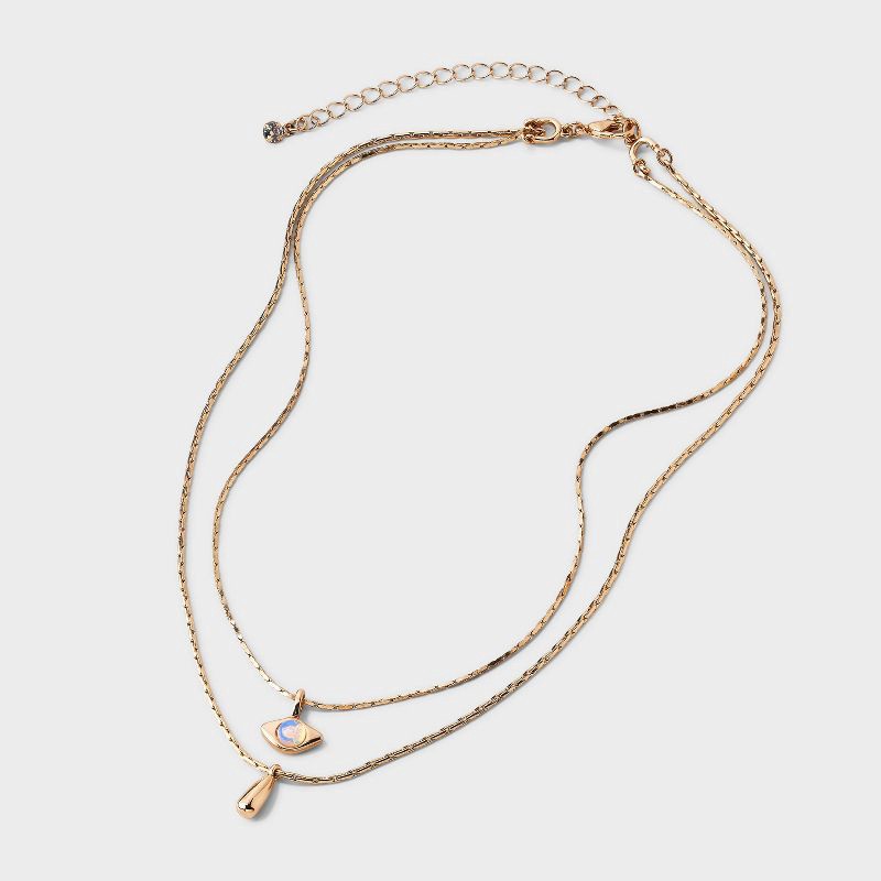 slide 3 of 4, Eye Pendant Multi-Strand Necklace - Universal Thread™ Gold/Opal, 1 ct