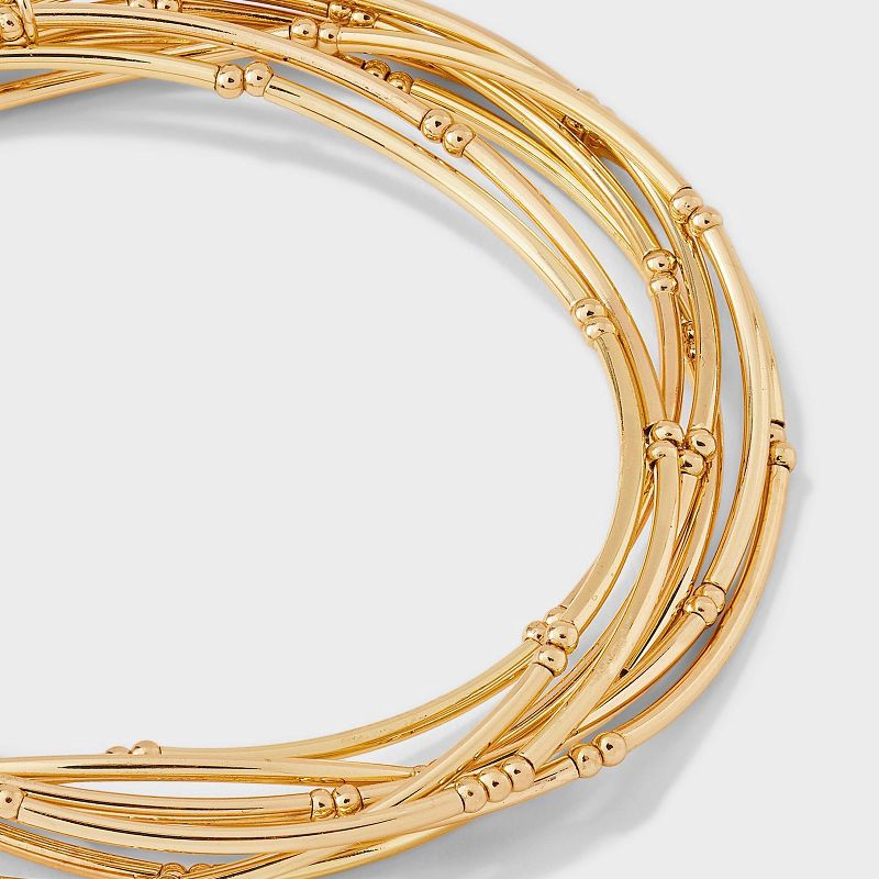 slide 4 of 4, Tube Stretch Bracelet Set 7pc - Universal Thread™ Gold, 7 ct