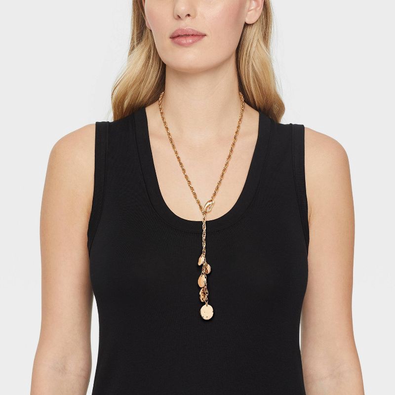 slide 2 of 4, Coin Drop Y-Necklace - Universal Thread™ Gold, 1 ct