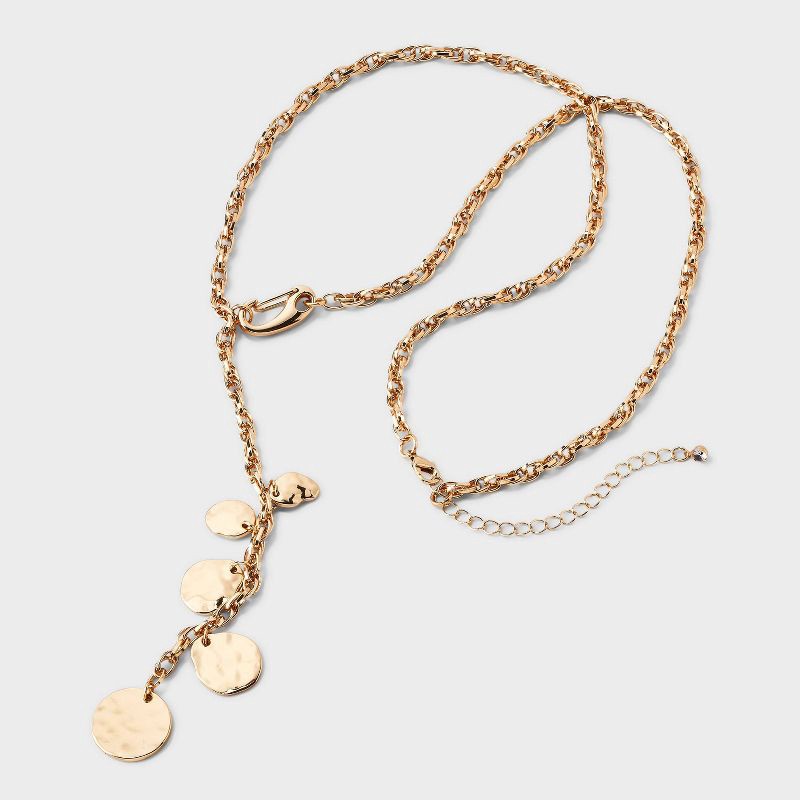 slide 3 of 4, Coin Drop Y-Necklace - Universal Thread™ Gold, 1 ct