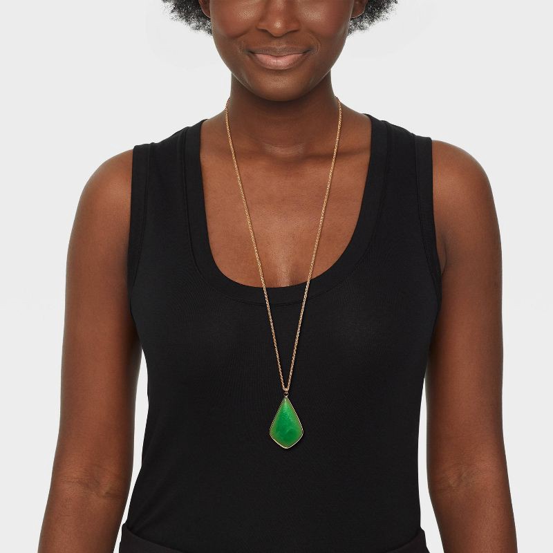 slide 2 of 4, Jade Pendant Necklace - Universal Thread™ Gold/Jade, 1 ct