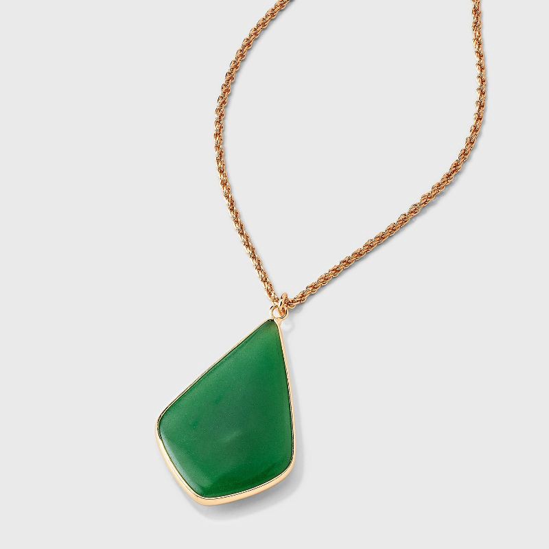 slide 1 of 4, Jade Pendant Necklace - Universal Thread™ Gold/Jade, 1 ct