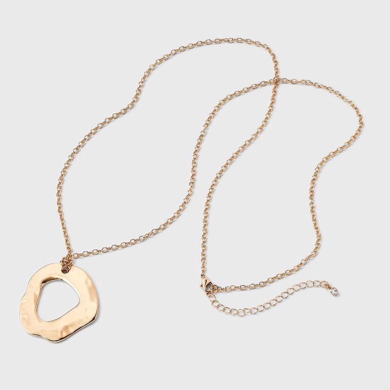 slide 3 of 4, Organic Ring Pendant Necklace - Universal Thread™ Gold, 1 ct
