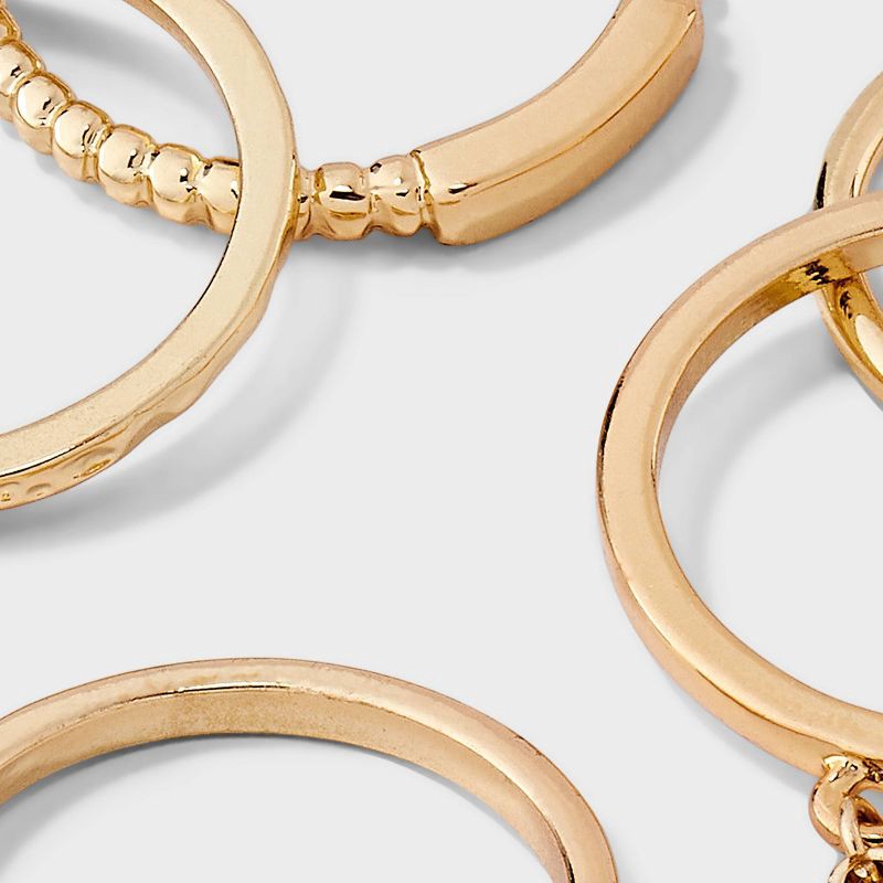 slide 3 of 3, Rose Quartz and Heart Charm Ring Set 5pc - Universal Thread™ Gold, 5 ct