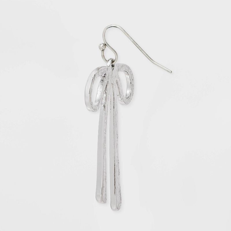 slide 3 of 3, Pearl Heart and Bow Drop Earring Set 2pc - Wild Fable™ Silver, 2 ct