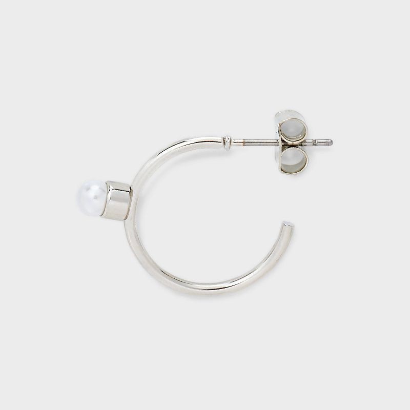 slide 3 of 3, Acrylic Pearl Hoop and Stud Earring Set 9pc - Wild Fable™ Silver, 9 ct