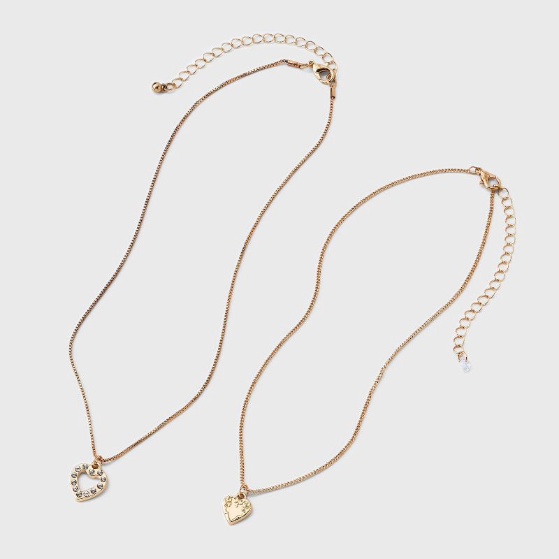 slide 2 of 3, Texture Heart Charm Multi-Strand Necklace - Wild Fable™ Gold, 1 ct