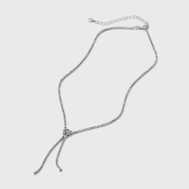 slide 3 of 4, Crystal Y-Necklace - Wild Fable™ Silver, 1 ct