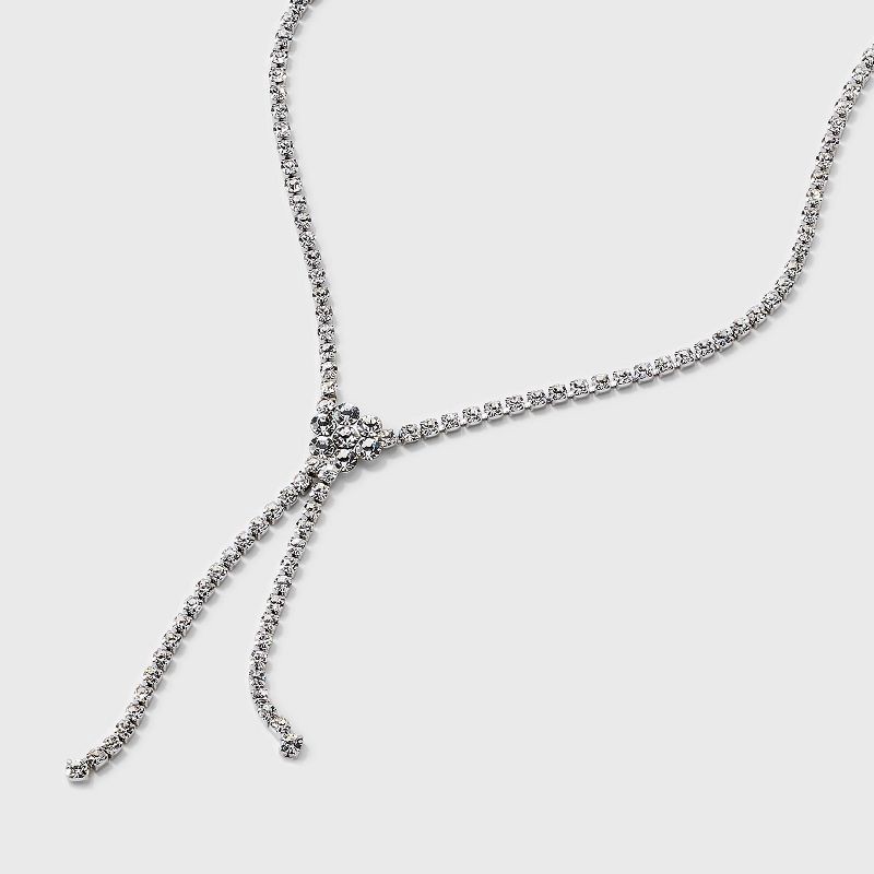 slide 4 of 4, Crystal Y-Necklace - Wild Fable™ Silver, 1 ct
