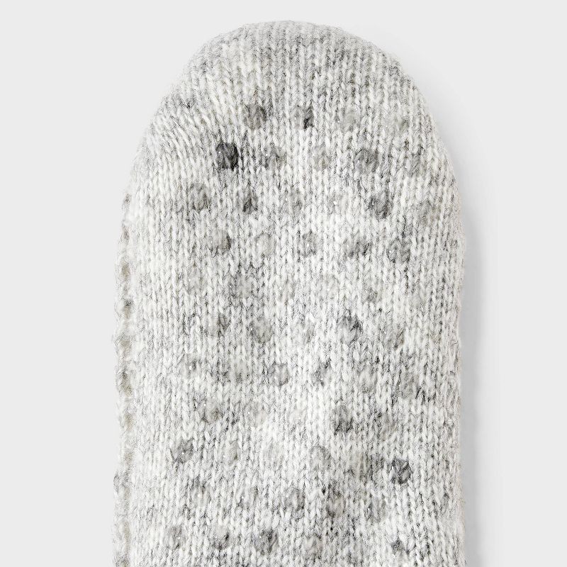 slide 3 of 4, Women's Waffle Sweater Knit Reading Crew Socks with Faux Shearling Lining and Grippers Auden™ Gray Heather One Size, 1 ct