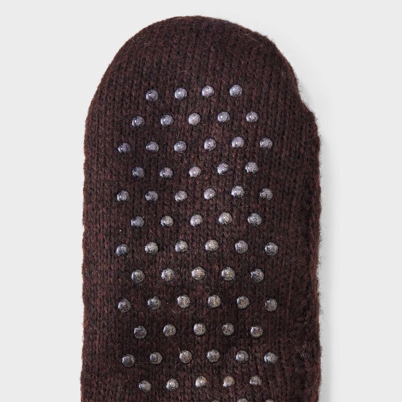 slide 3 of 4, Women's Waffle Sweater Knit Reading Crew Socks with Faux Shearling Lining and Grippers - Auden™ Brown 4-10, 1 ct