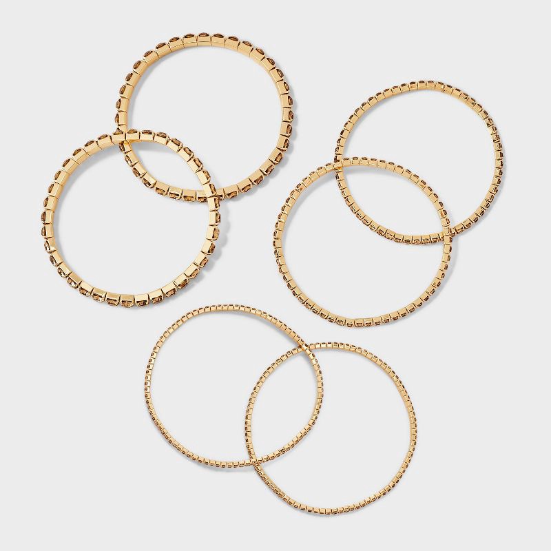 slide 3 of 4, Amber Crystal Stretch Bracelet Set 6pc - A New Day™ Gold, 6 ct