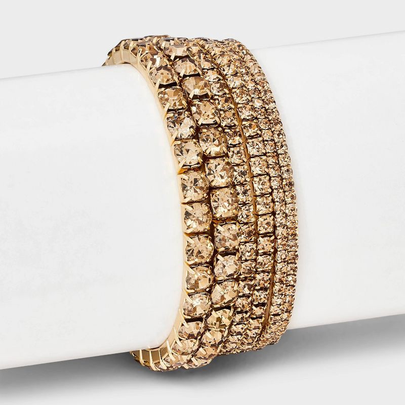 slide 2 of 4, Amber Crystal Stretch Bracelet Set 6pc - A New Day™ Gold, 6 ct