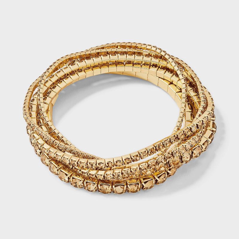 slide 1 of 4, Amber Crystal Stretch Bracelet Set 6pc - A New Day™ Gold, 6 ct