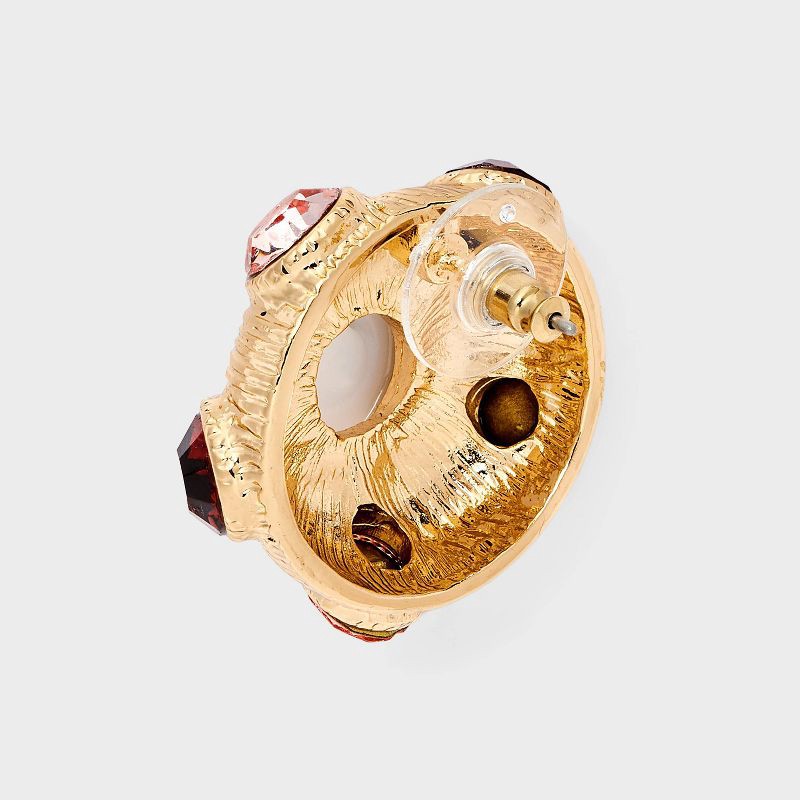 slide 3 of 3, Pearl and Multi-Stone Button Earrings - A New Day™ Gold/Red/Purple, 1 ct