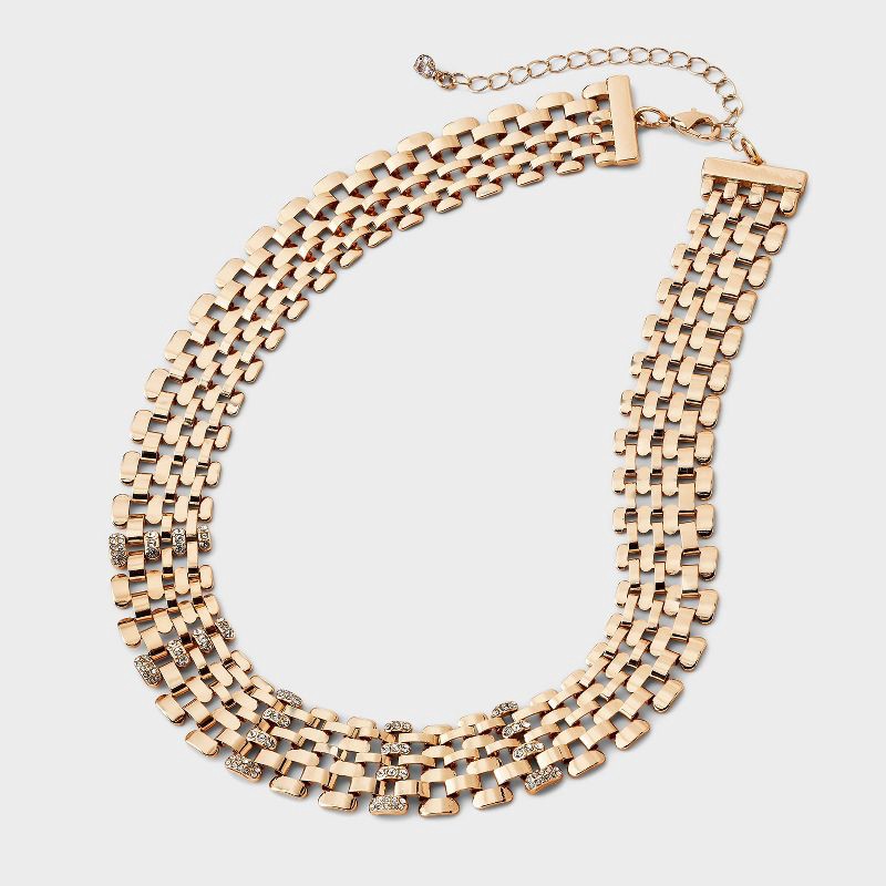 slide 3 of 4, Watchband Chainlink Necklace - A New Day™ Gold, 1 ct
