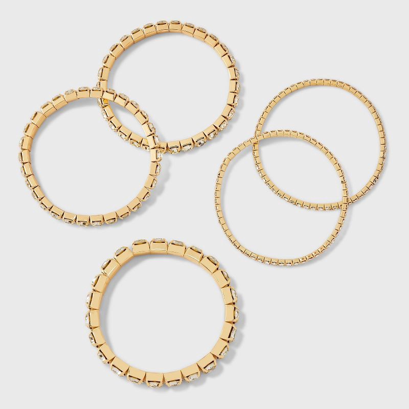 slide 3 of 4, Cupchain Stretch Bracelet Set 5pc - A New Day™ Gold/Clear, 5 ct