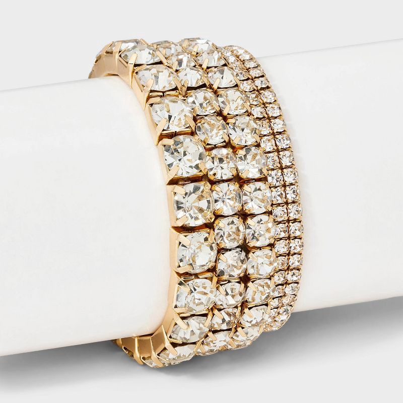 slide 2 of 4, Cupchain Stretch Bracelet Set 5pc - A New Day™ Gold/Clear, 5 ct