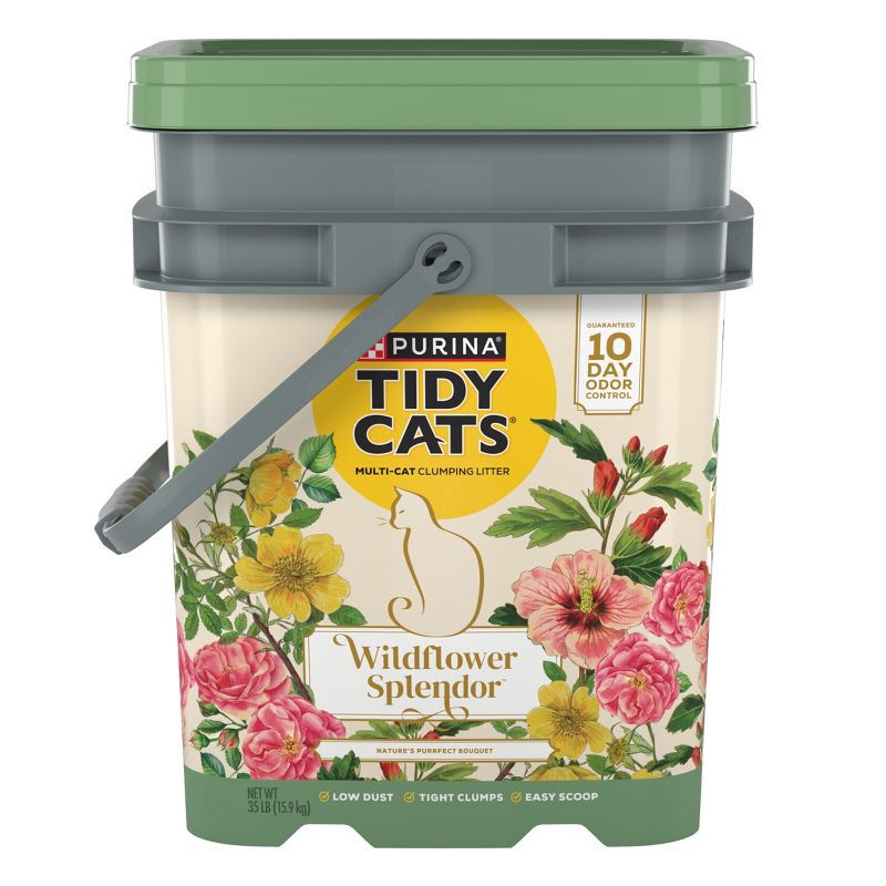 slide 1 of 8, Tidy Cats Wildflower Splendor Clumping and Scented Pail Cat Litter - 35lbs, 35 lb