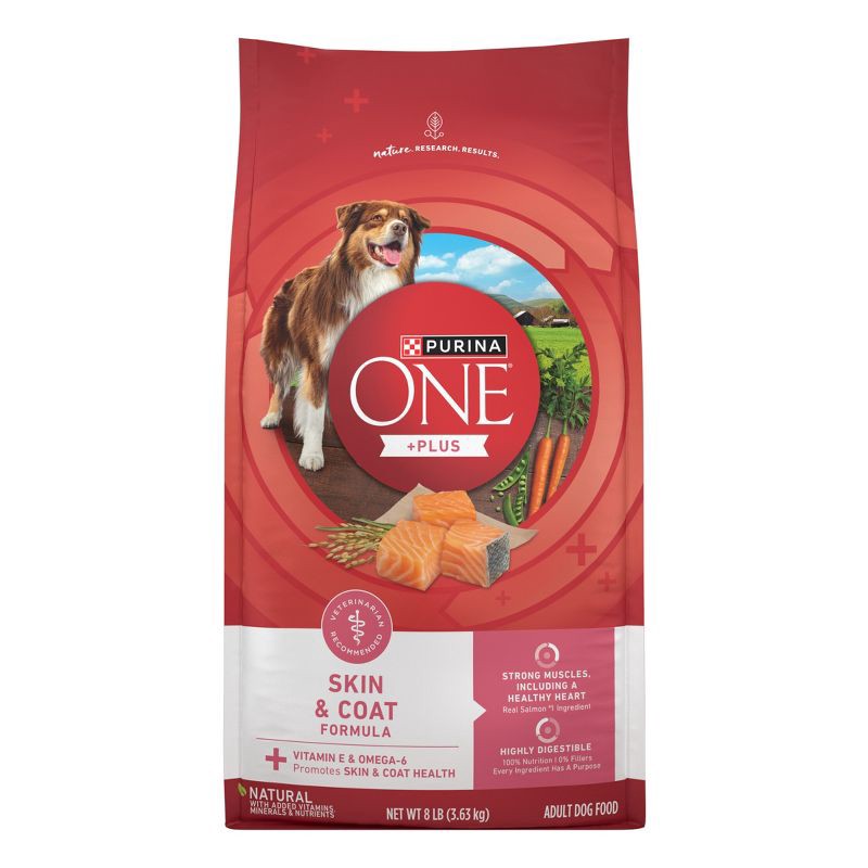 slide 1 of 9, Purina ONE Plus Seafood, Fish and Salmon Flavor Skin and Coat Dry Dog Food - 8lbs, 8 lb