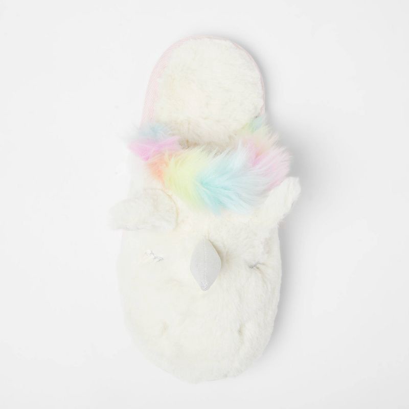 slide 3 of 4, Kids Unicorn Scuff Slipper - Cat & Jack™ Ivory 6-7, 1 ct