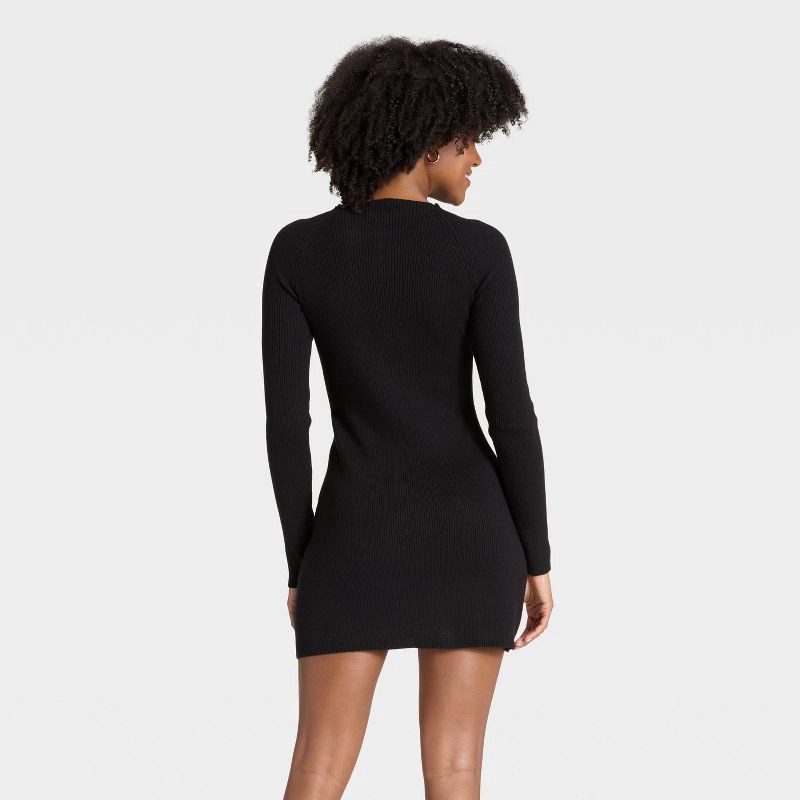 slide 2 of 3, Women's Long Sleeve Mini A-Line Dress - Universal Thread™ Black XS, 1 ct