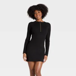 Women's Long Sleeve Mini A-Line Dress - Universal Thread™ Black M