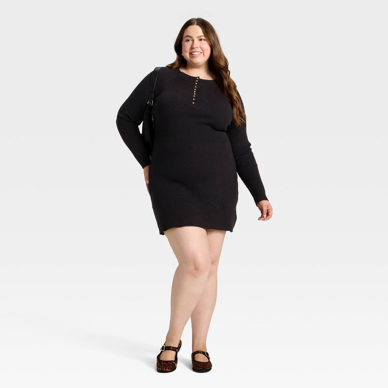 slide 3 of 3, Women's Long Sleeve Mini A-Line Dress - Universal Thread™ Black XXL, 1 ct