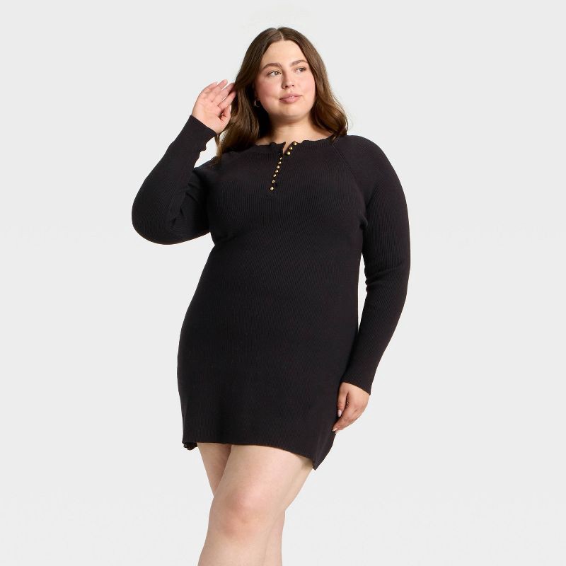 slide 1 of 3, Women's Long Sleeve Mini A-Line Dress - Universal Thread™ Black XXL, 1 ct