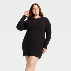 Women's Long Sleeve Mini A-Line Dress - Universal Thread™ Black XXL