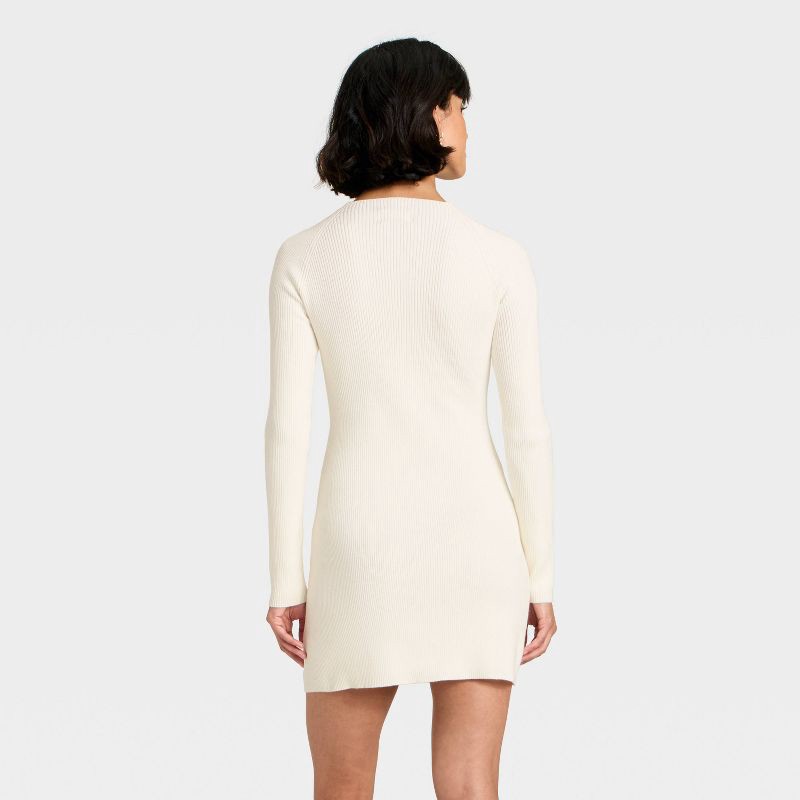 slide 2 of 3, Women's Long Sleeve Mini A-Line Dress - Universal Thread™ Cream XL, 1 ct