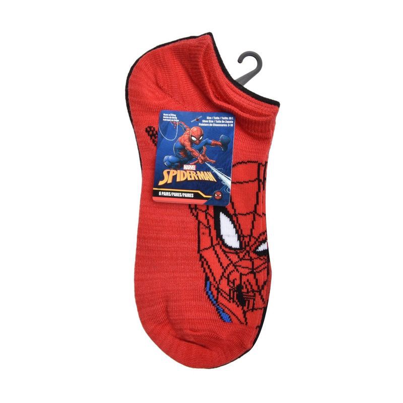 slide 2 of 6, Boys' Spider-Man No Show Socks - Red XS/S, 1 ct