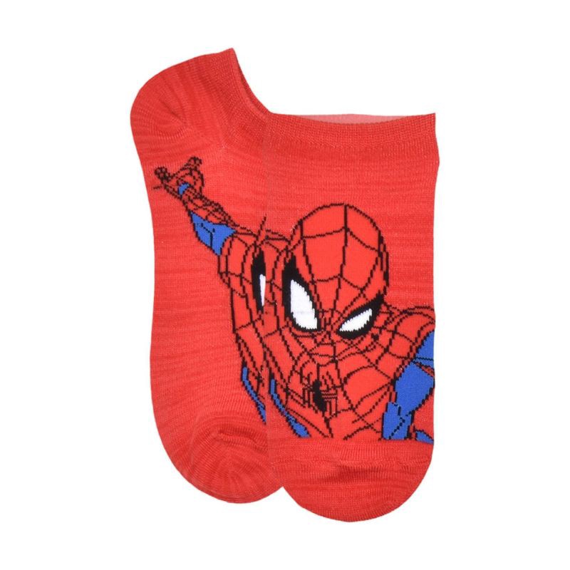 slide 3 of 6, Boys' Spider-Man No Show Socks - Red XS/S, 1 ct