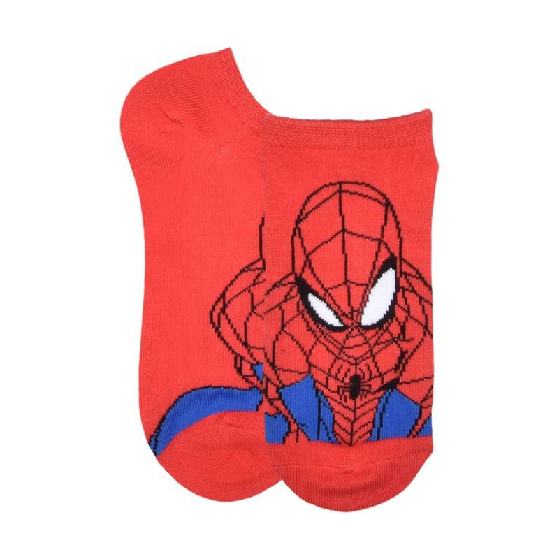 slide 5 of 6, Boys' Spider-Man No Show Socks - Red S/M, 1 ct