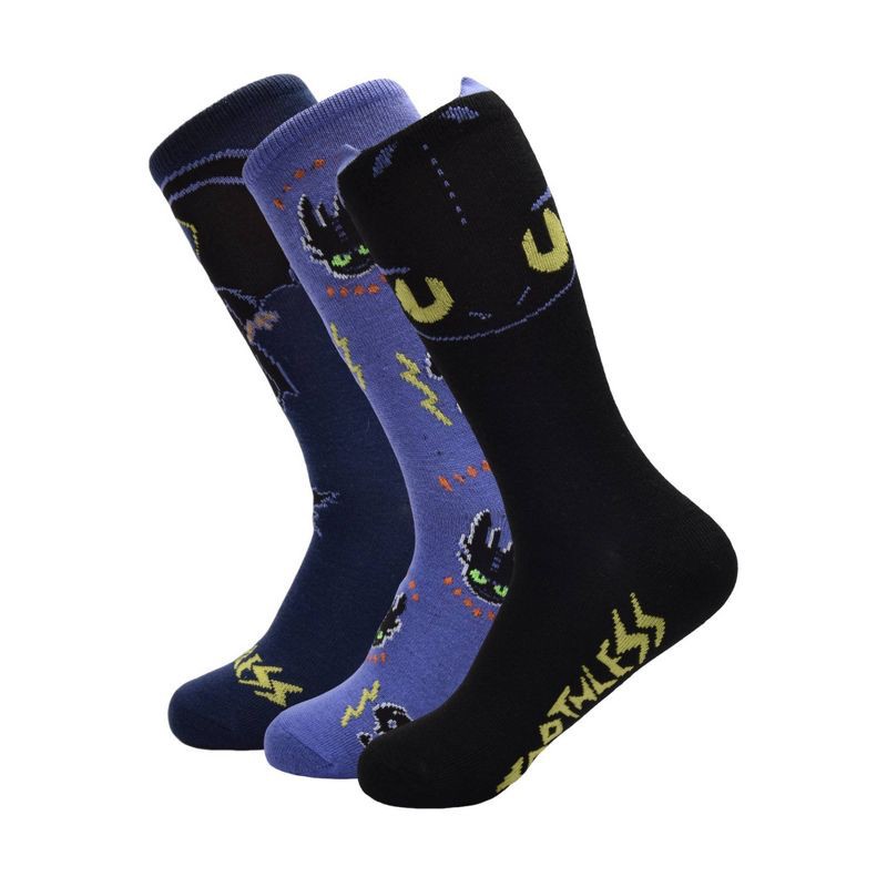 slide 3 of 4, Boys' DreamWorks How to Train a Dragon Crew Socks - Black S/M, 1 ct
