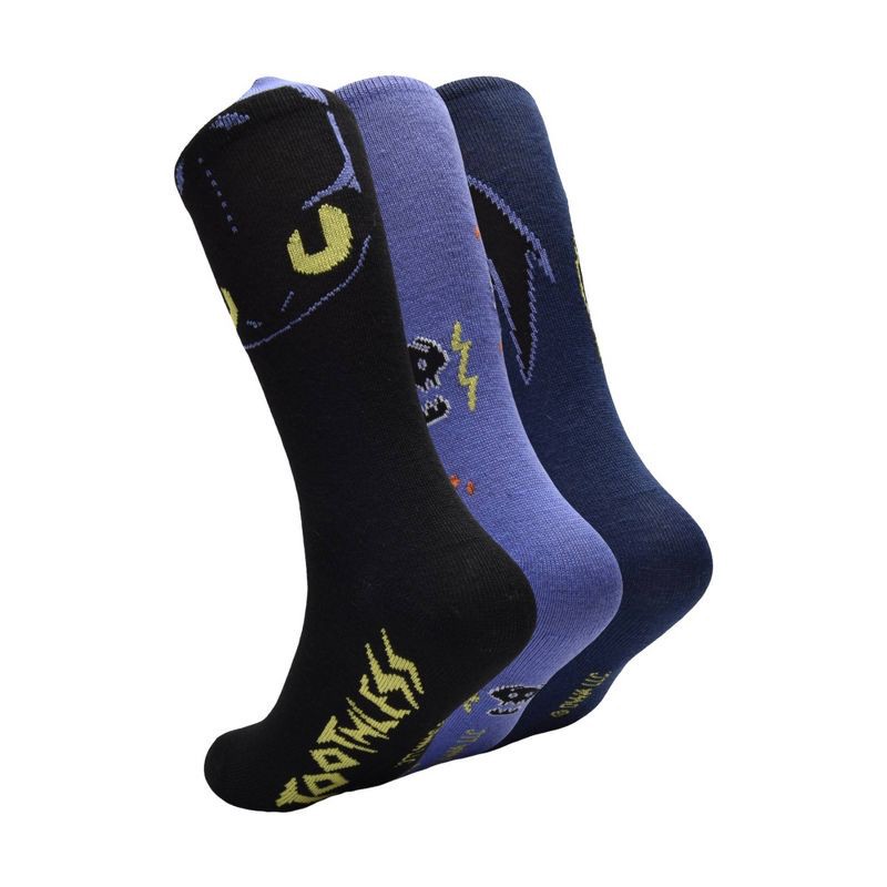 slide 4 of 4, Boys' DreamWorks How to Train a Dragon Crew Socks - Black S/M, 1 ct