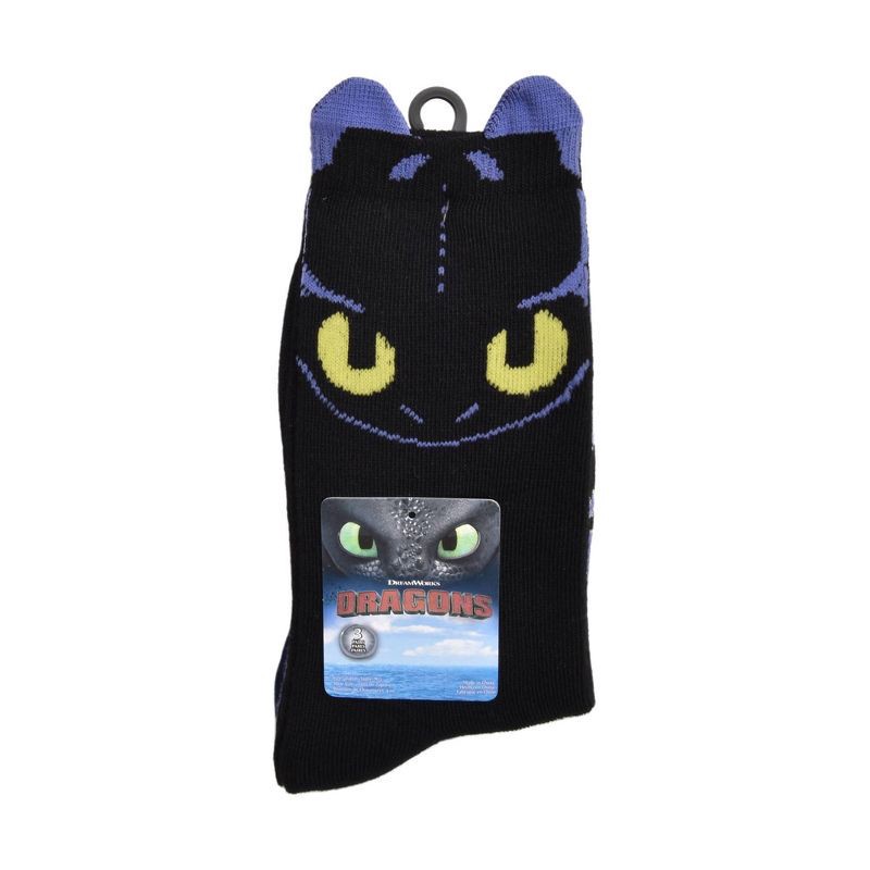slide 2 of 4, Boys' DreamWorks How to Train a Dragon Crew Socks - Black M/L, 1 ct