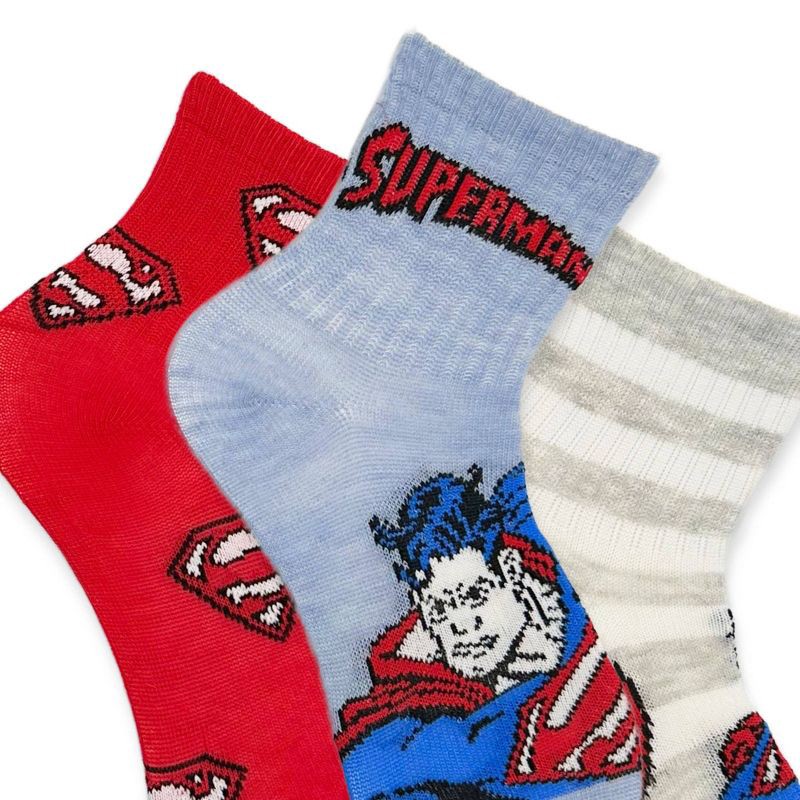slide 2 of 4, Boys' Warner Bros. Crew Superman Socks - Light Blue Denim M/L, 1 ct