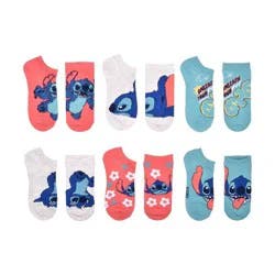 Girls' Disney Stitch No Show Socks - Pink S/M